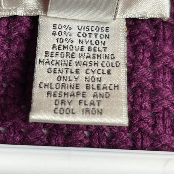 Talbots Sweater Womens Medium Purple Cable Knit Shawl Collar Cardigan Vintage - Picture 4 of 10